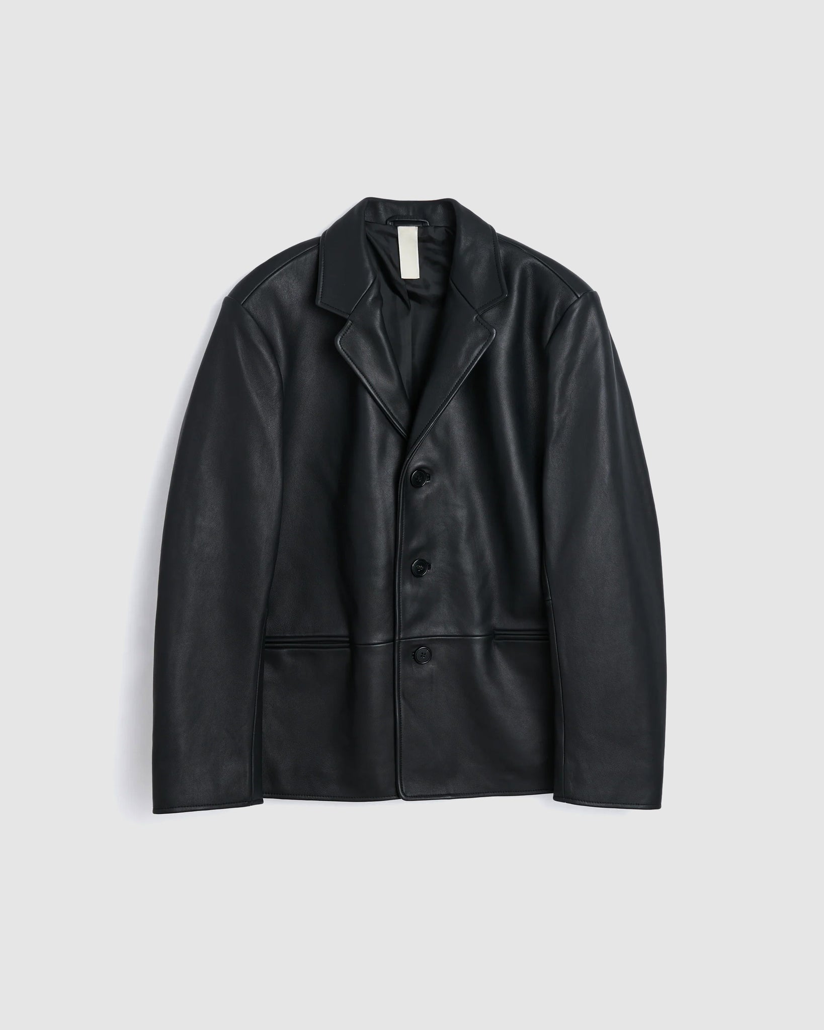 Short Leather Blazer - Black