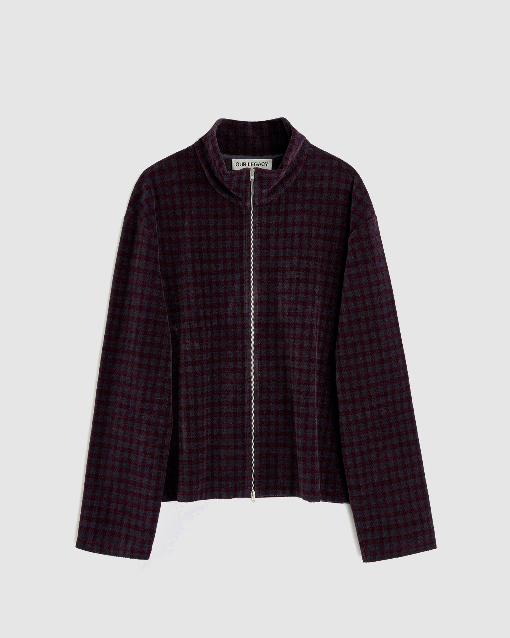 Shrunken Full Zip - Merlot Houndini Check Velour