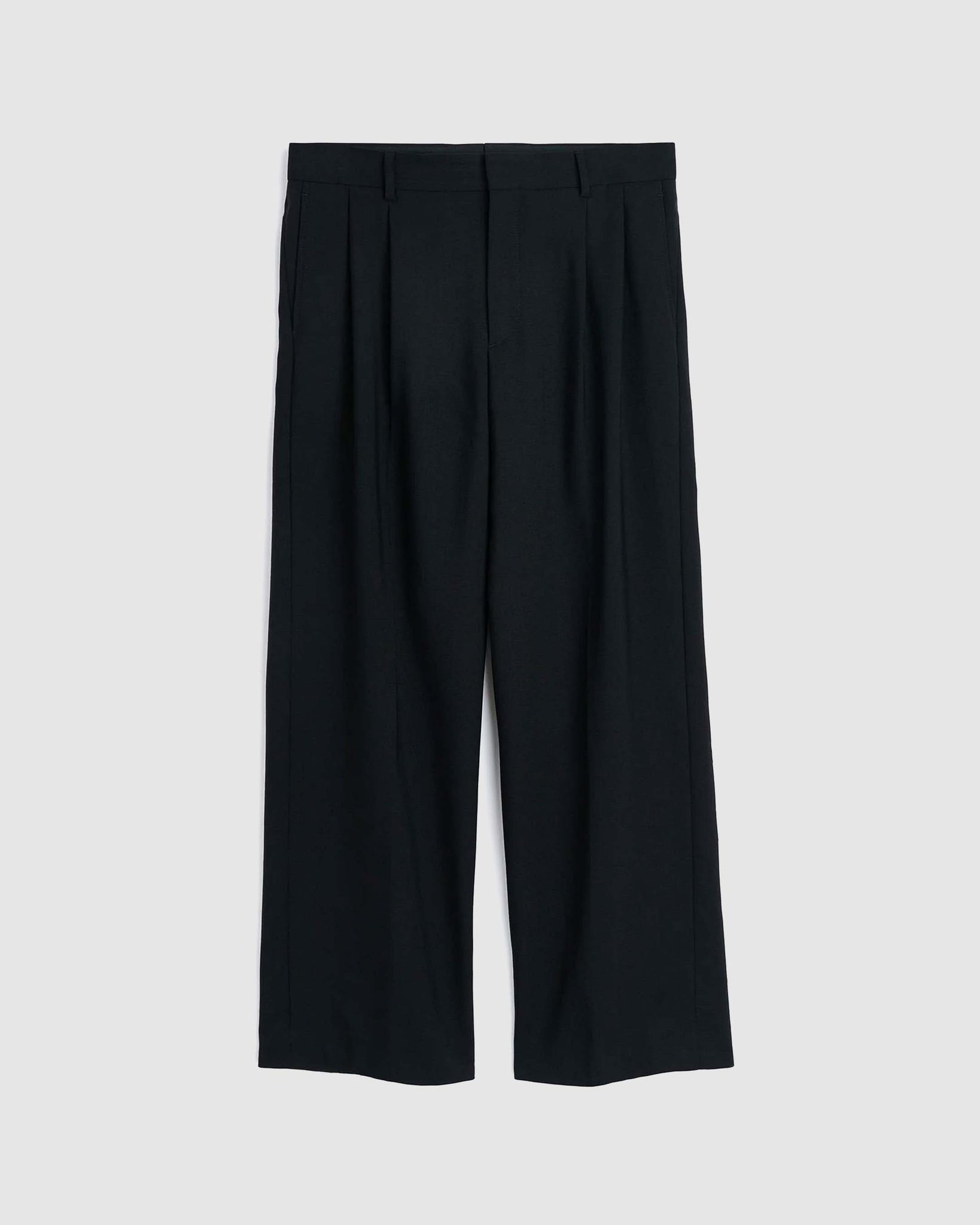 Wide Pleated Trouser - Black