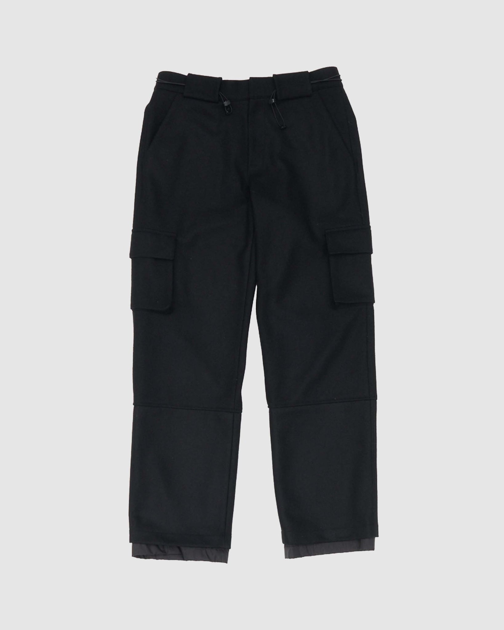 Wool Cloth Cargo Pants - Black