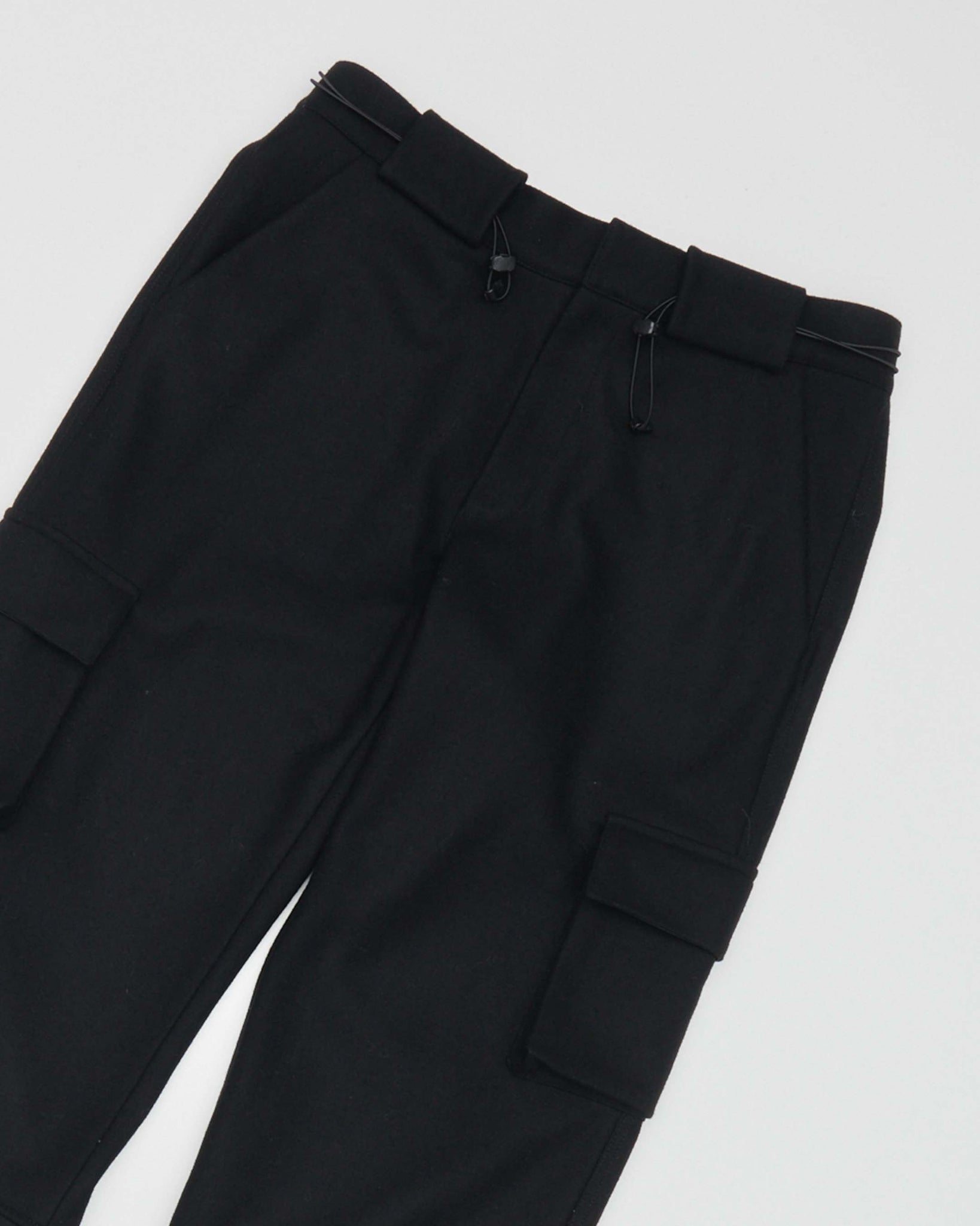 Wool Cloth Cargo Pants - Black